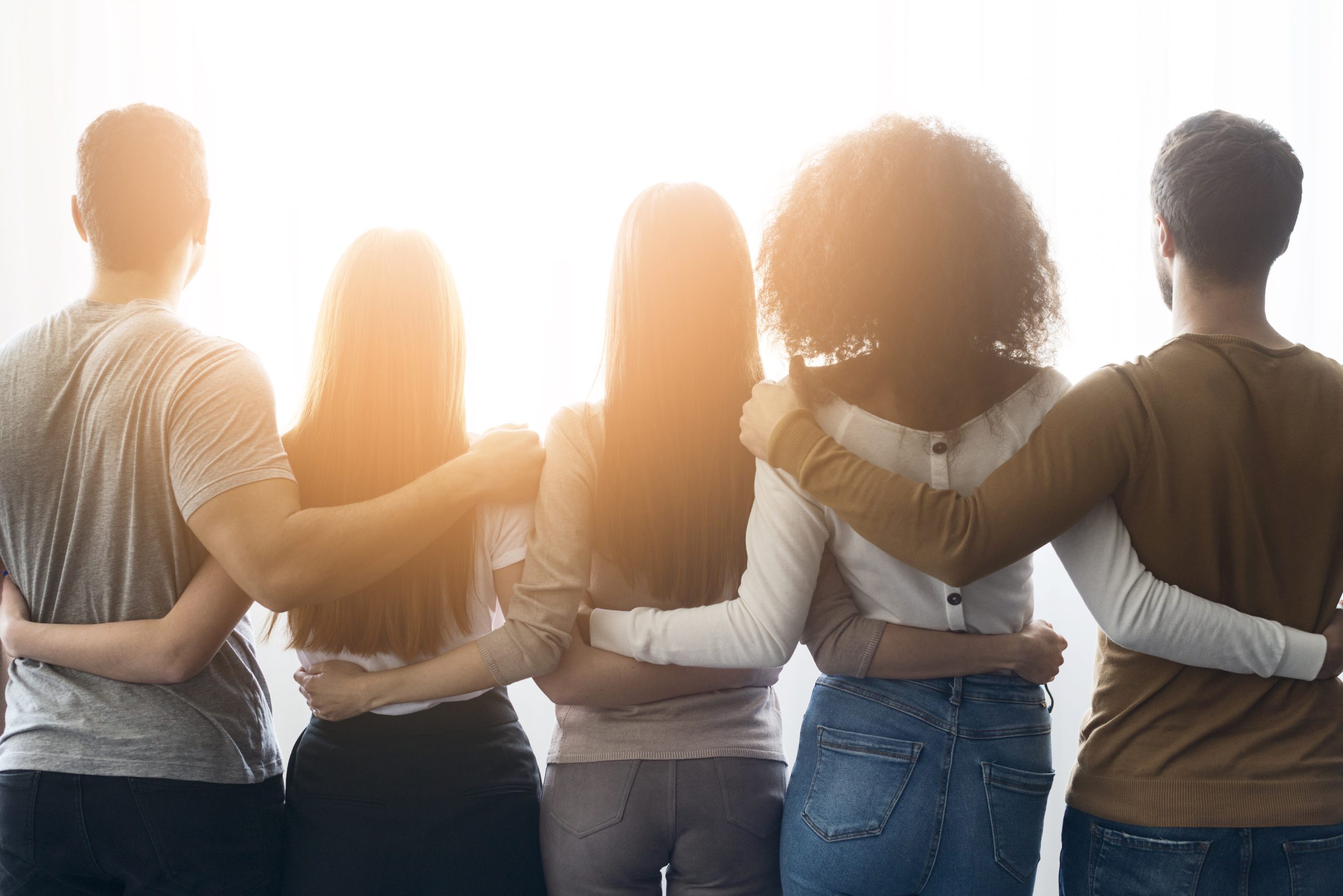 back-view-community-young-people-united